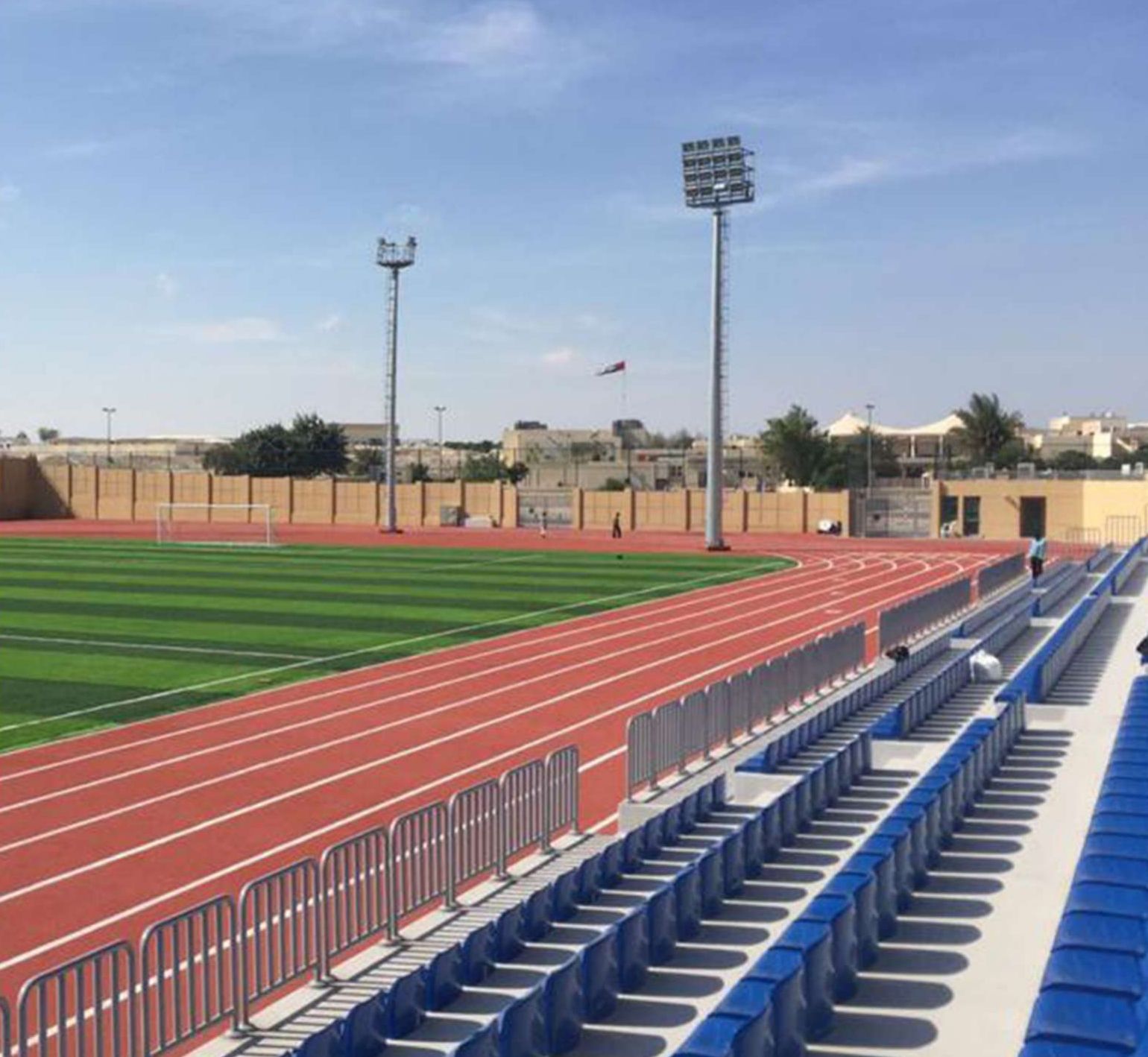 Synthetic Grass · Stadium Seating · Floor Lighting · Running Track